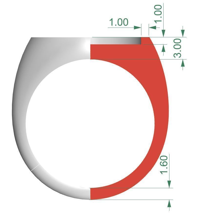 Signet rings set ELLIPSE top 3D print model_10