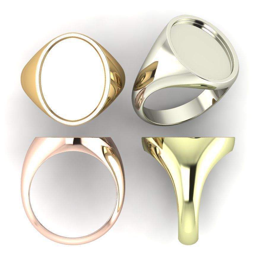 Signet rings set ELLIPSE top 3D print model_3