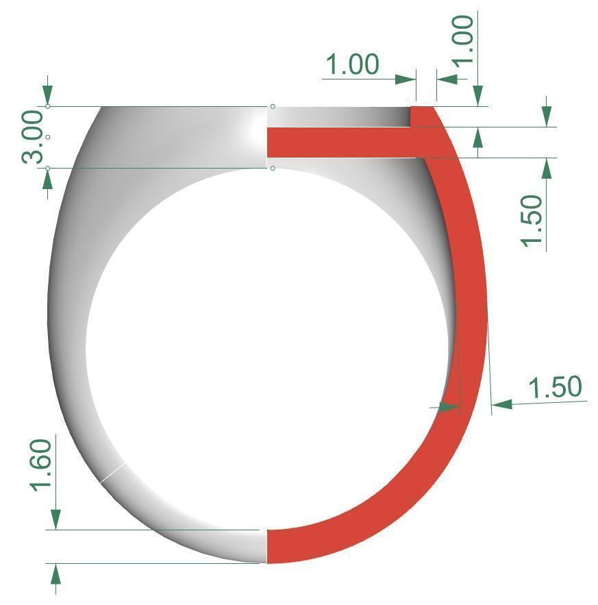 Signet rings set ELLIPSE top 3D print model_11