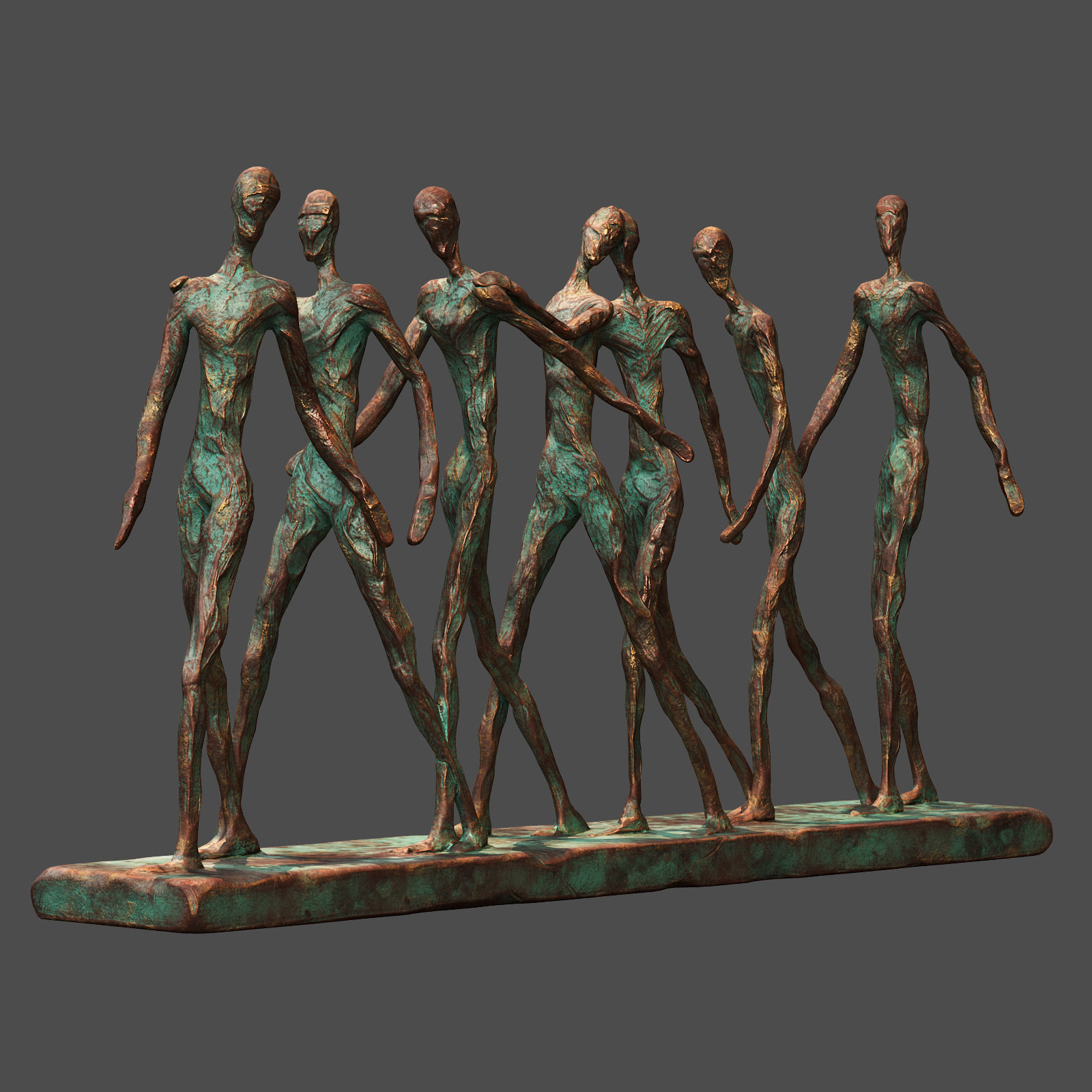 Abstract Family Camaraderie Decorative Showpiece Ornament 3D model_2