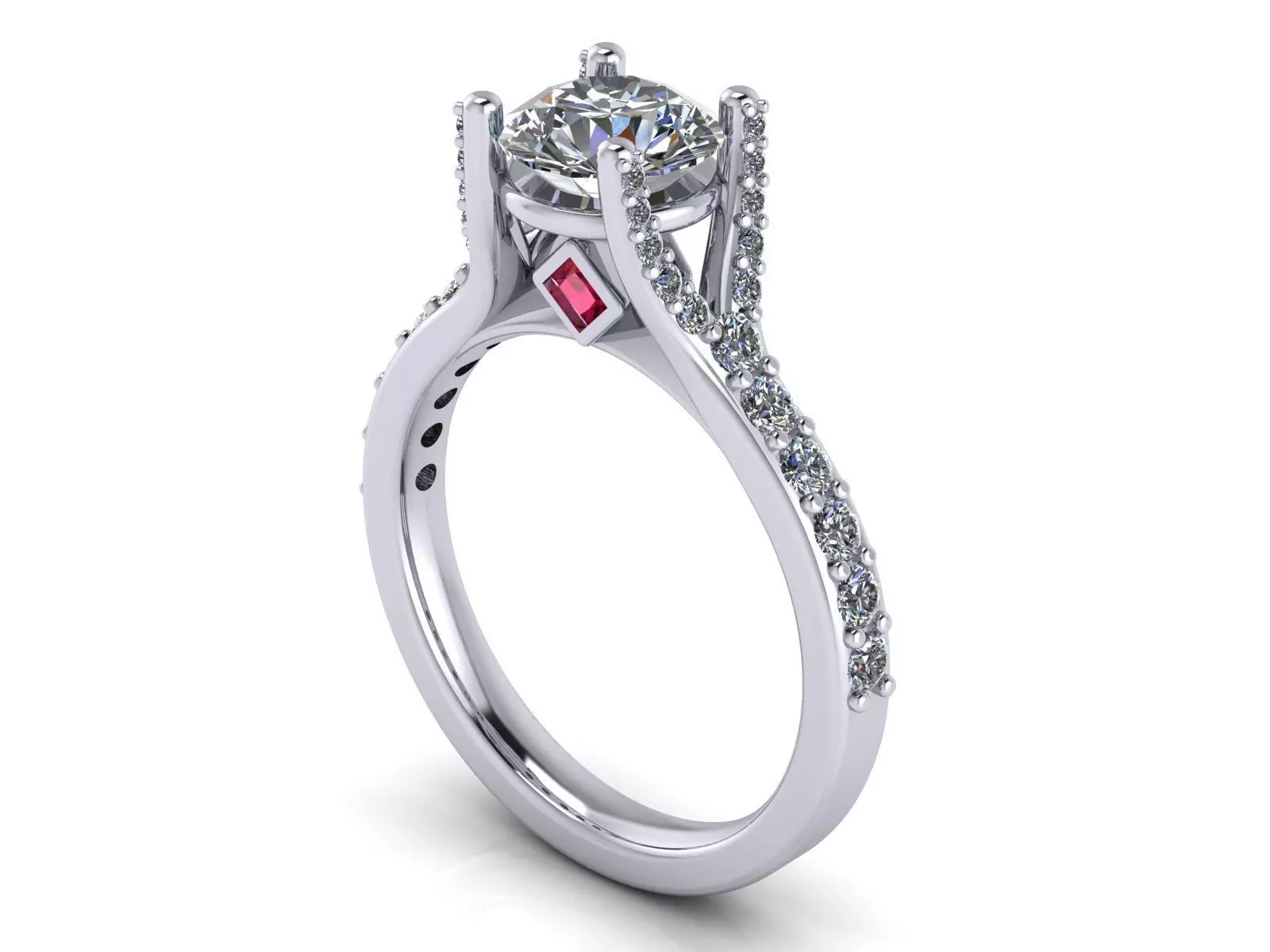 Ruby Sided Engagement Ring 3D print model
