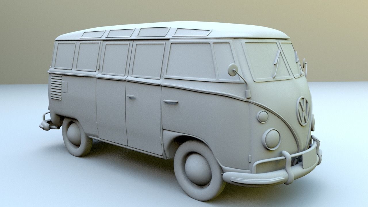 Volkswagen Samba T1 Bus 3D Model Low-poly 3D model Low-poly 3D model_11