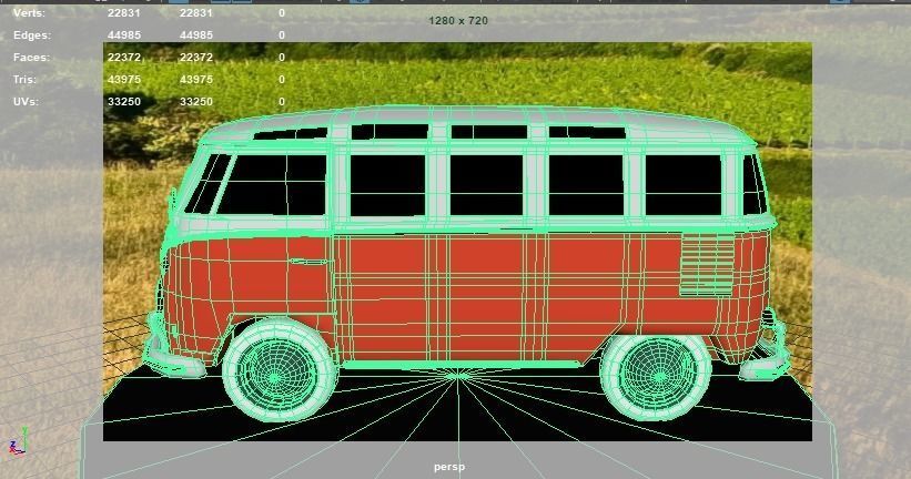 Volkswagen Samba T1 Bus 3D Model Low-poly 3D model Low-poly 3D model_14