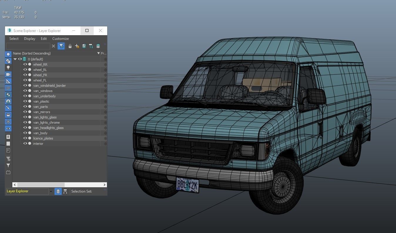 American industrial van XL Low-poly 3D model_35