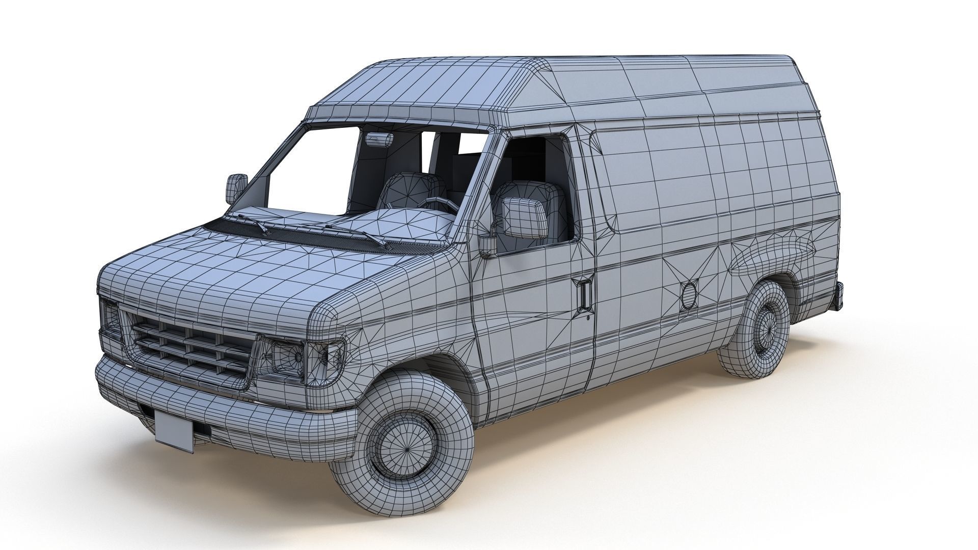 American industrial van XL Low-poly 3D model_9
