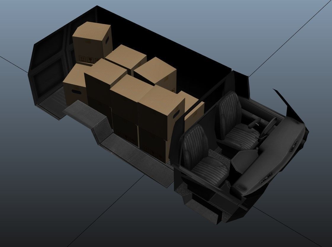 American industrial van XL Low-poly 3D model_40