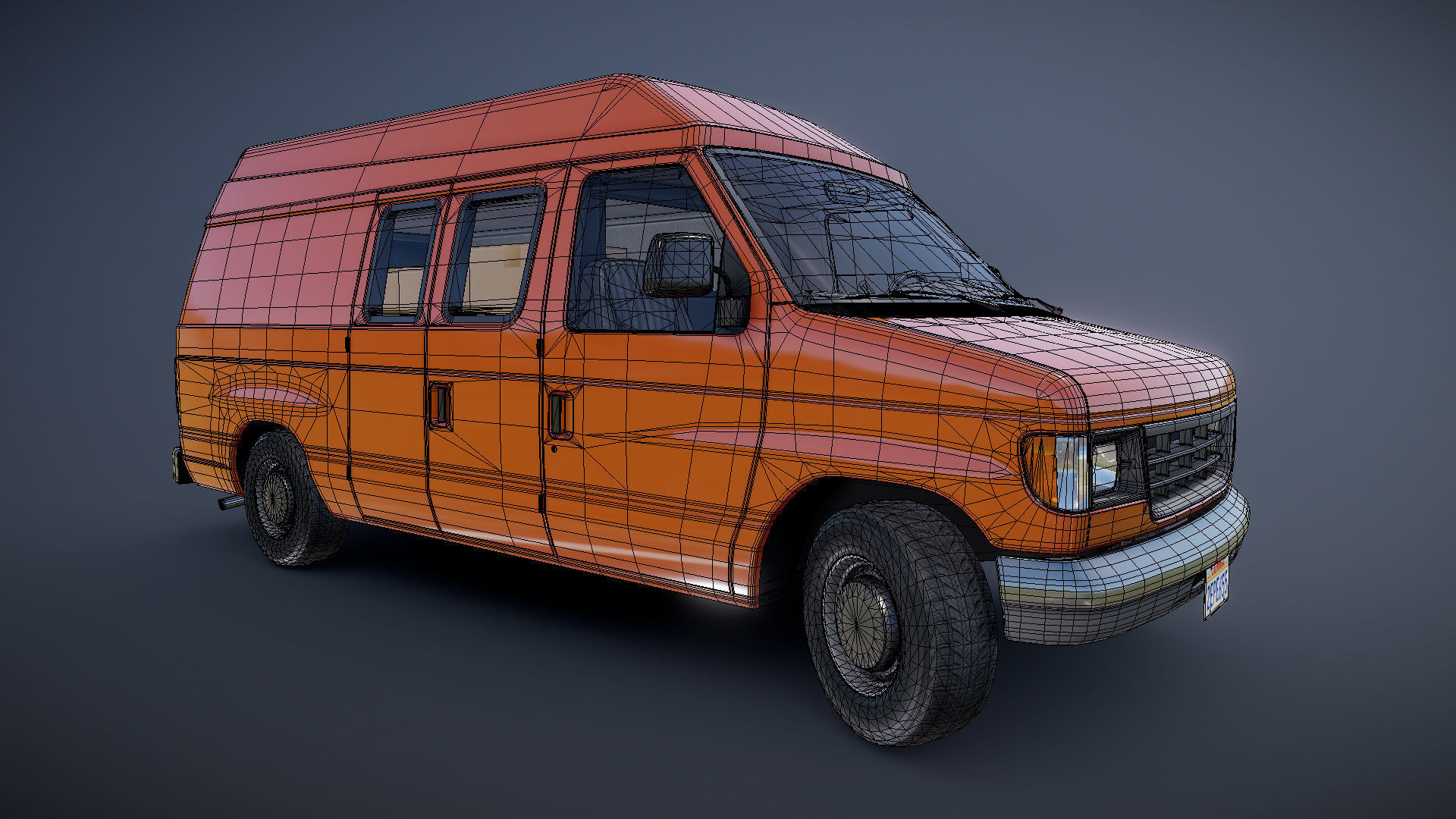 American industrial van XL Low-poly 3D model_27