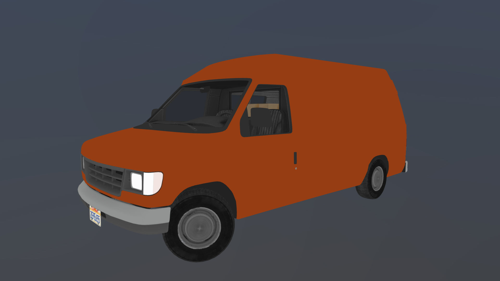 American industrial van XL Low-poly 3D model_33
