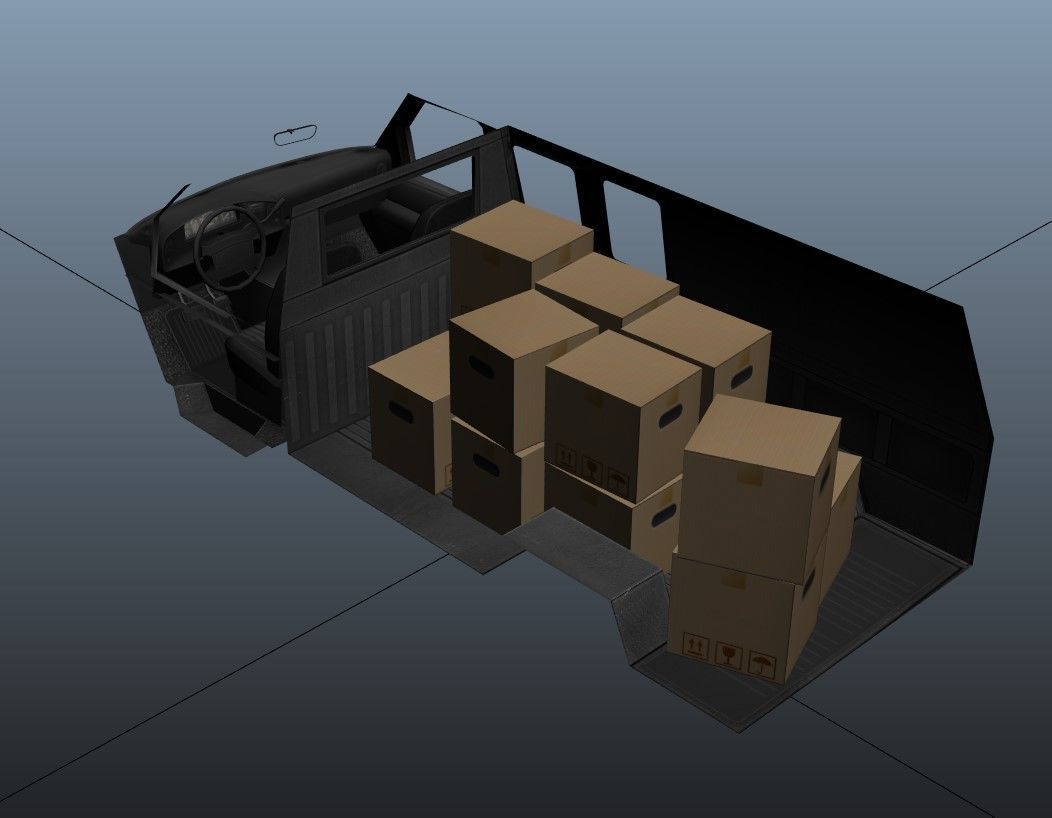 American industrial van XL Low-poly 3D model_42