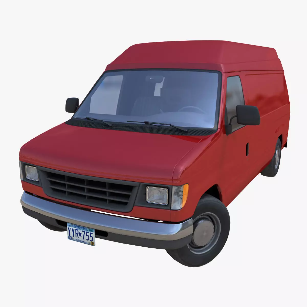 American industrial van XL Low-poly 3D model_0
