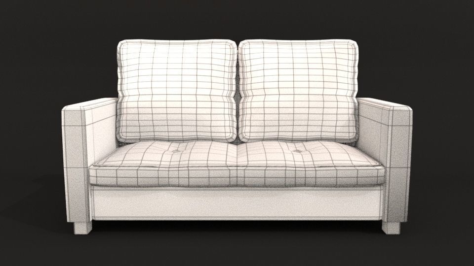 old leather sofa Low-poly Low-poly 3D model_4