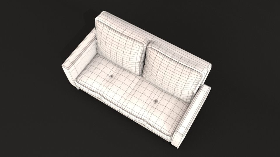 old leather sofa Low-poly Low-poly 3D model_5