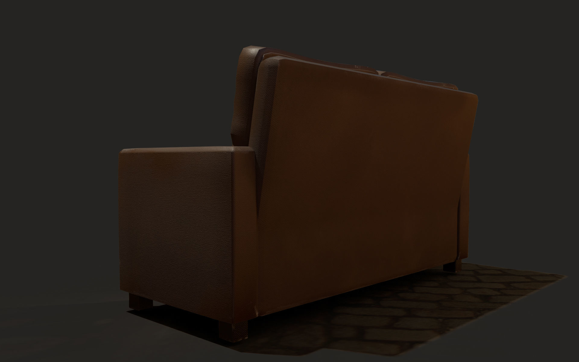 old leather sofa Low-poly Low-poly 3D model_3