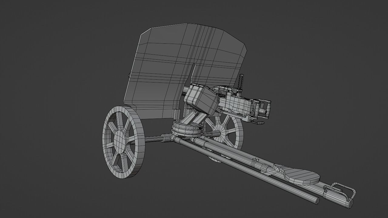 DShK Machine Gun Low-poly 3D model_14