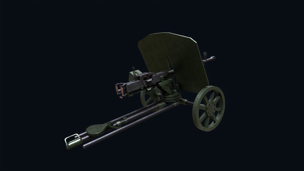 DShK Machine Gun Low-poly 3D model_6