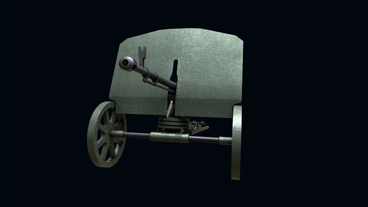 DShK Machine Gun Low-poly 3D model_3