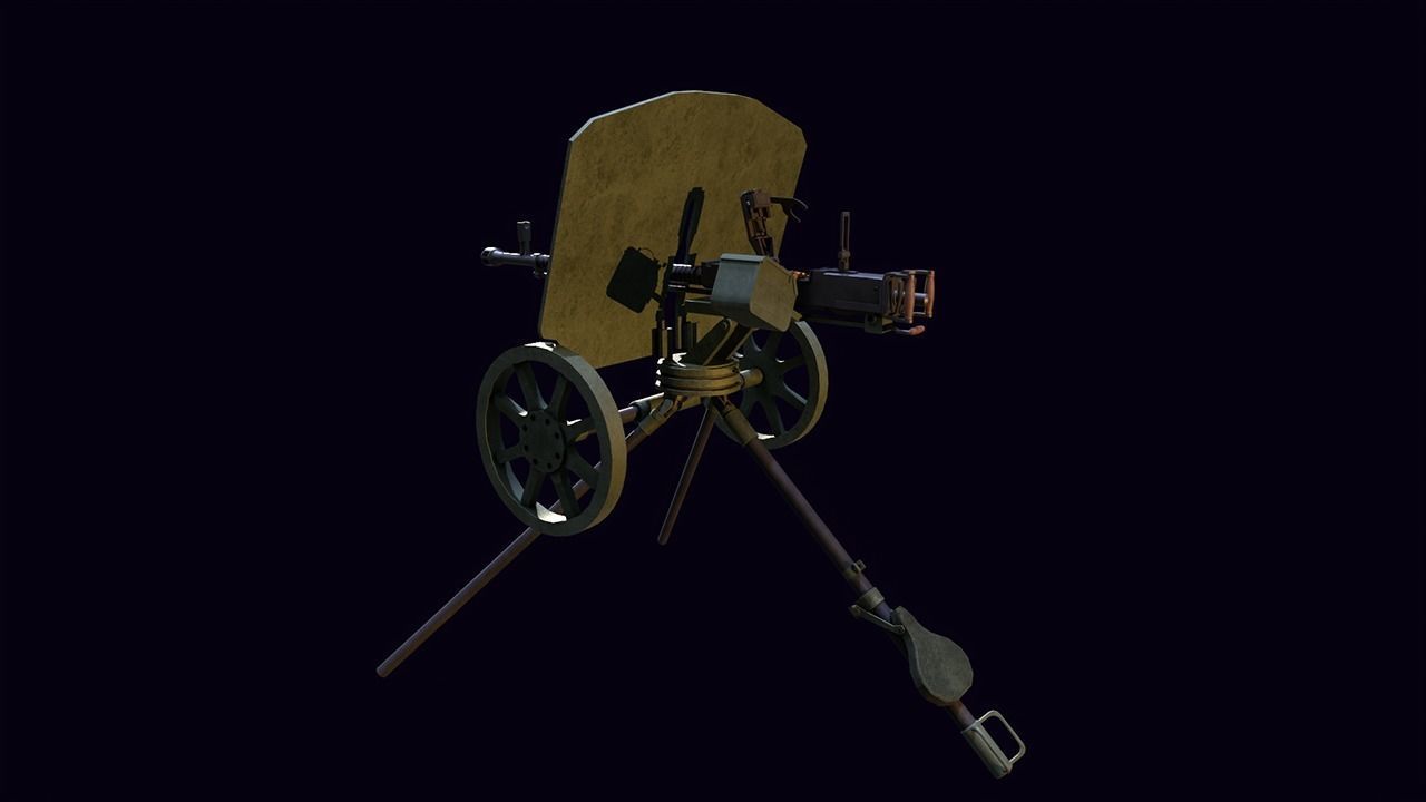 DShK Machine Gun Low-poly 3D model_8