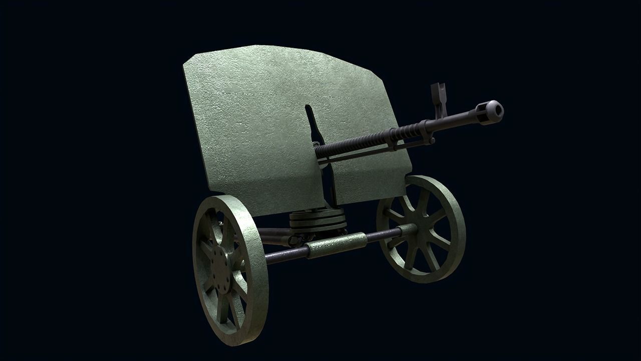 DShK Machine Gun Low-poly 3D model_2