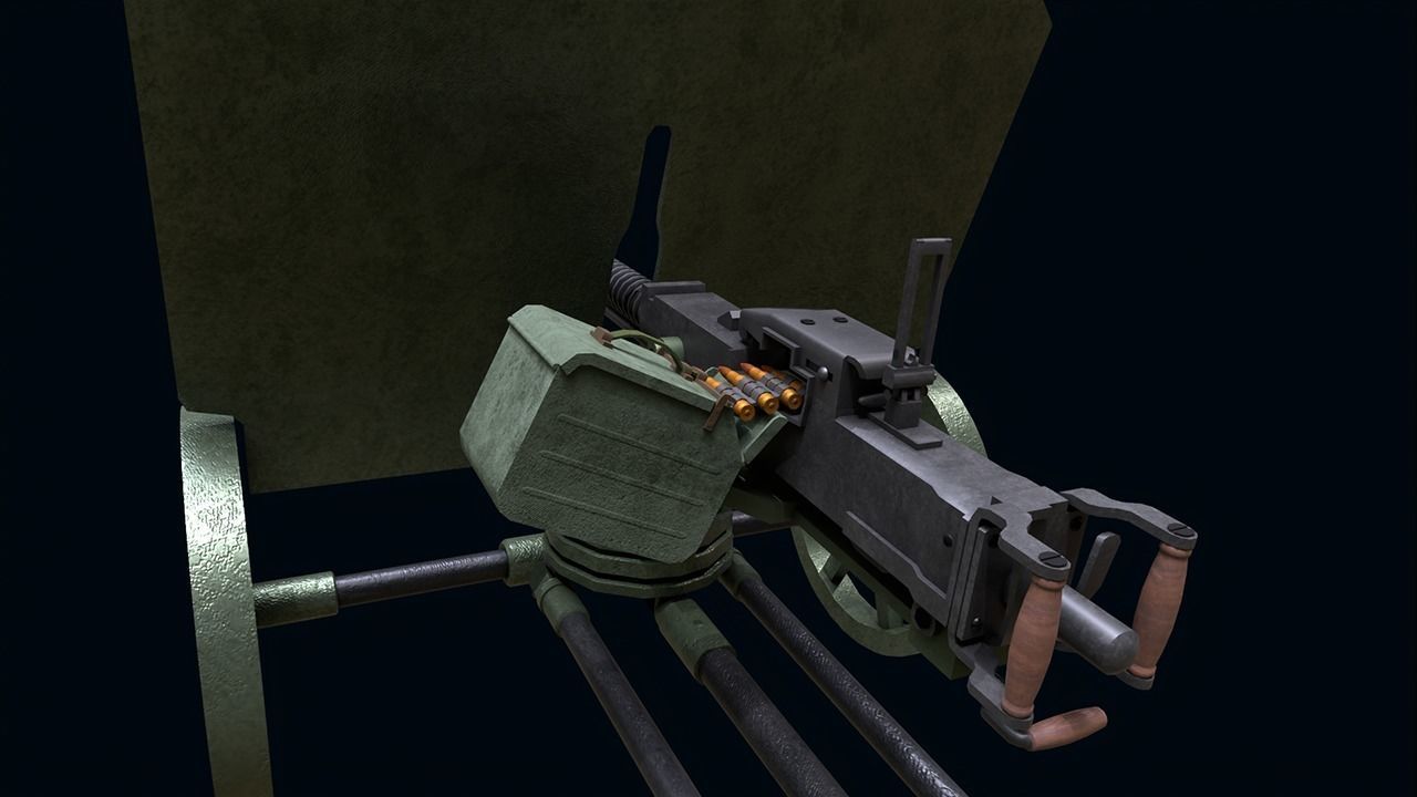 DShK Machine Gun Low-poly 3D model_5