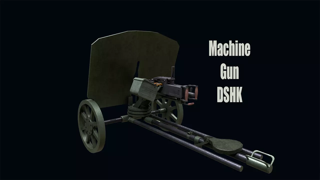 DShK Machine Gun Low-poly 3D model_0