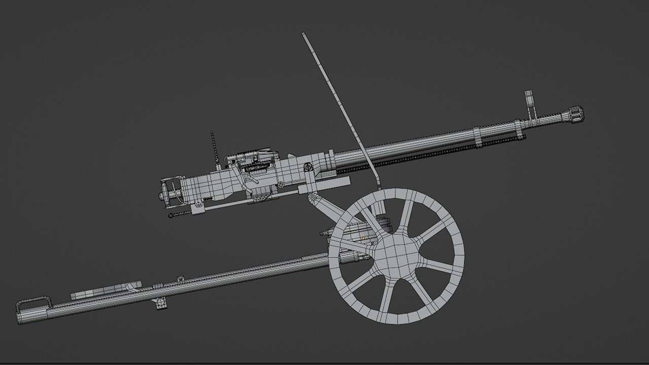 DShK Machine Gun Low-poly 3D model_11