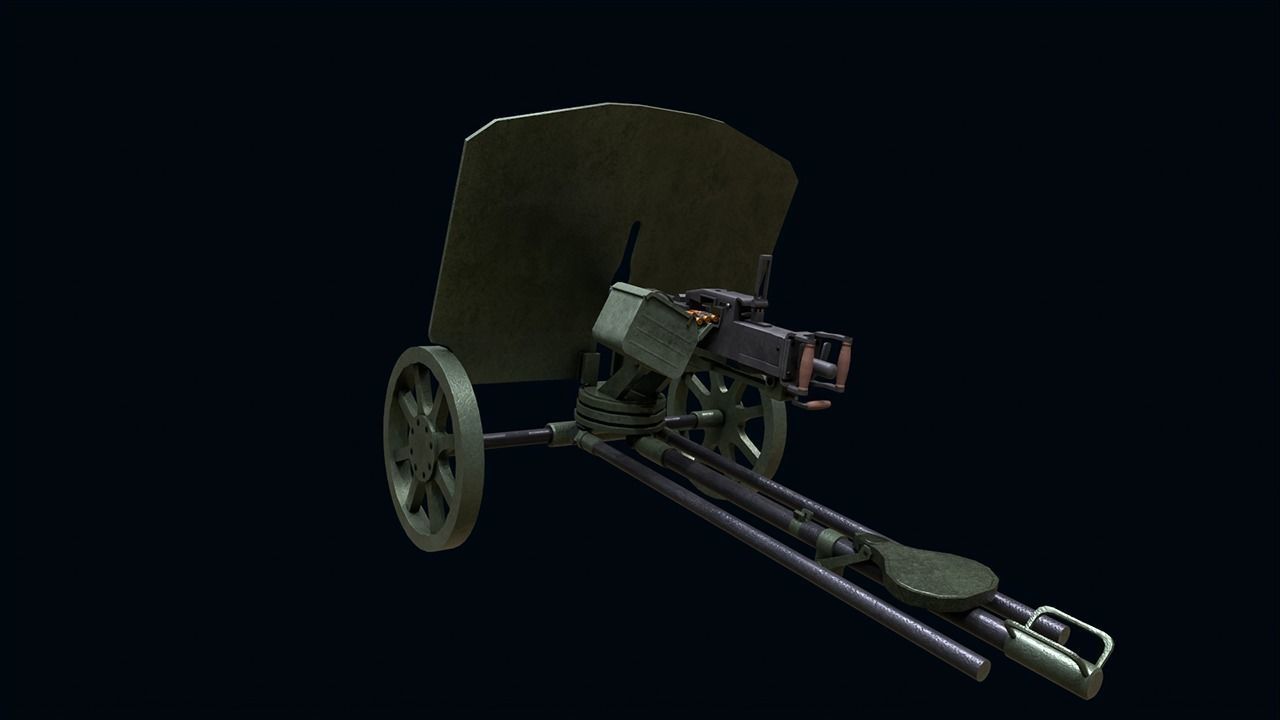 DShK Machine Gun Low-poly 3D model_4