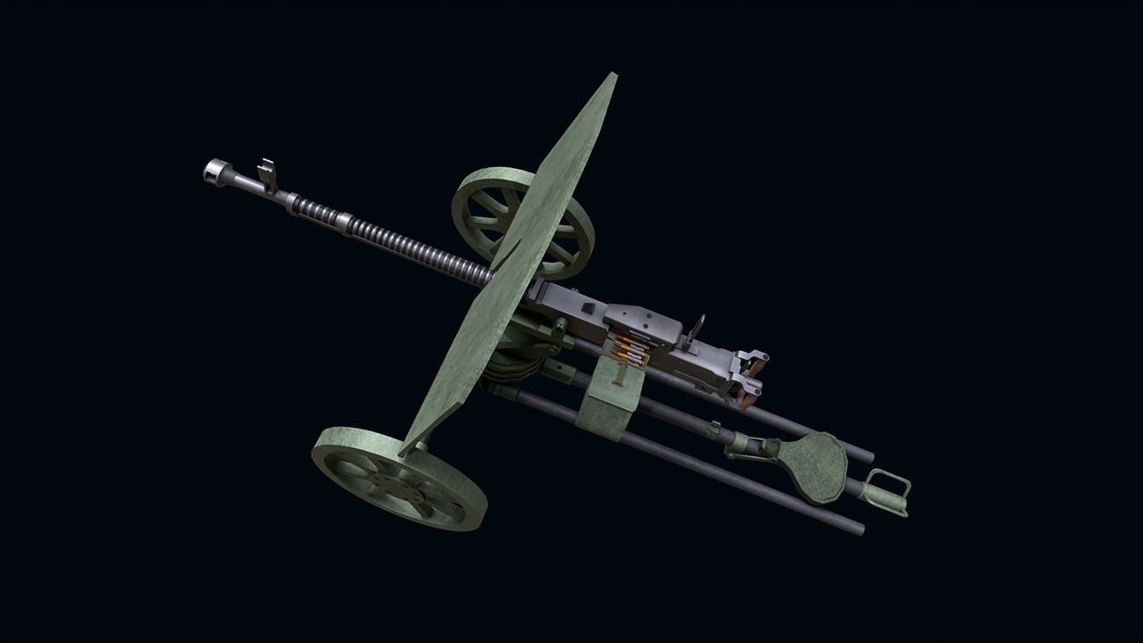 DShK Machine Gun Low-poly 3D model_7