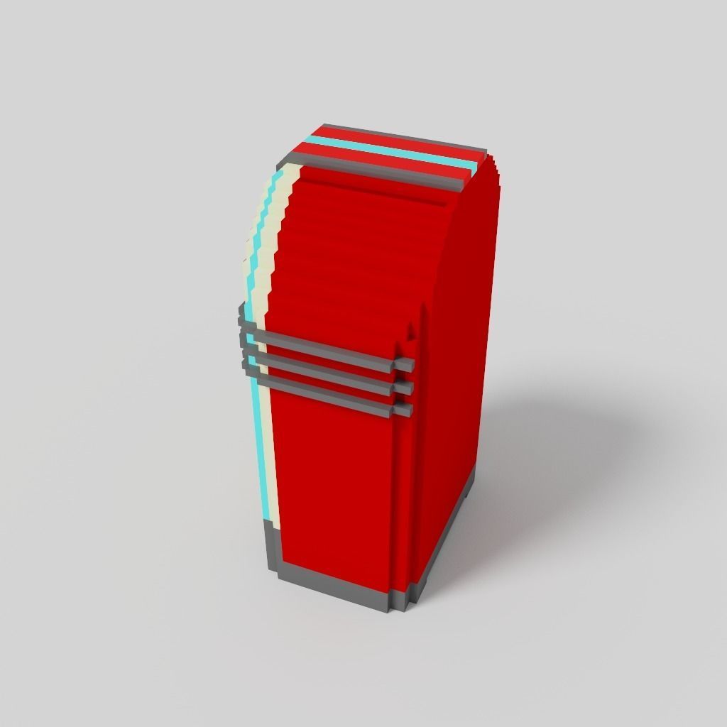Retro 1950s classic voxel Jukebox Music Player Low-poly 3D model_4