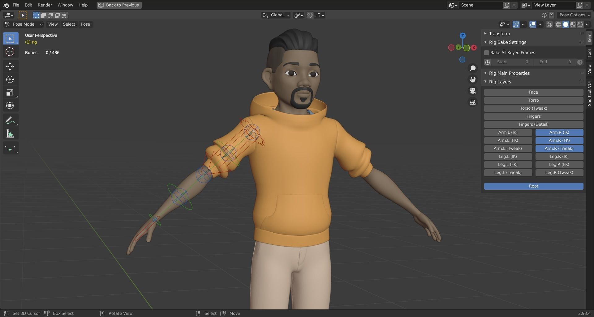 Drake rigged character for animation 3D model_18