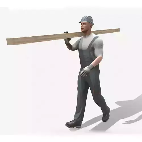 Workman Idle Animation 01 Low-poly 3D model