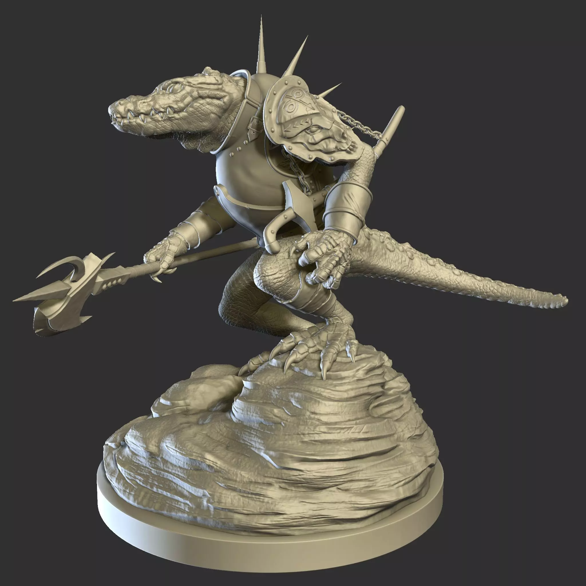 Khaasta Lizardman Dungeons and Dragons 3D Print Miniature Free Free 3D print model