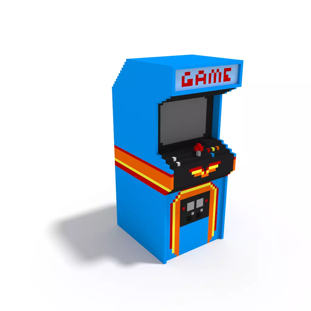 Retro Classic Arcade Video Game Console Cabinet Low-poly 3D model_0