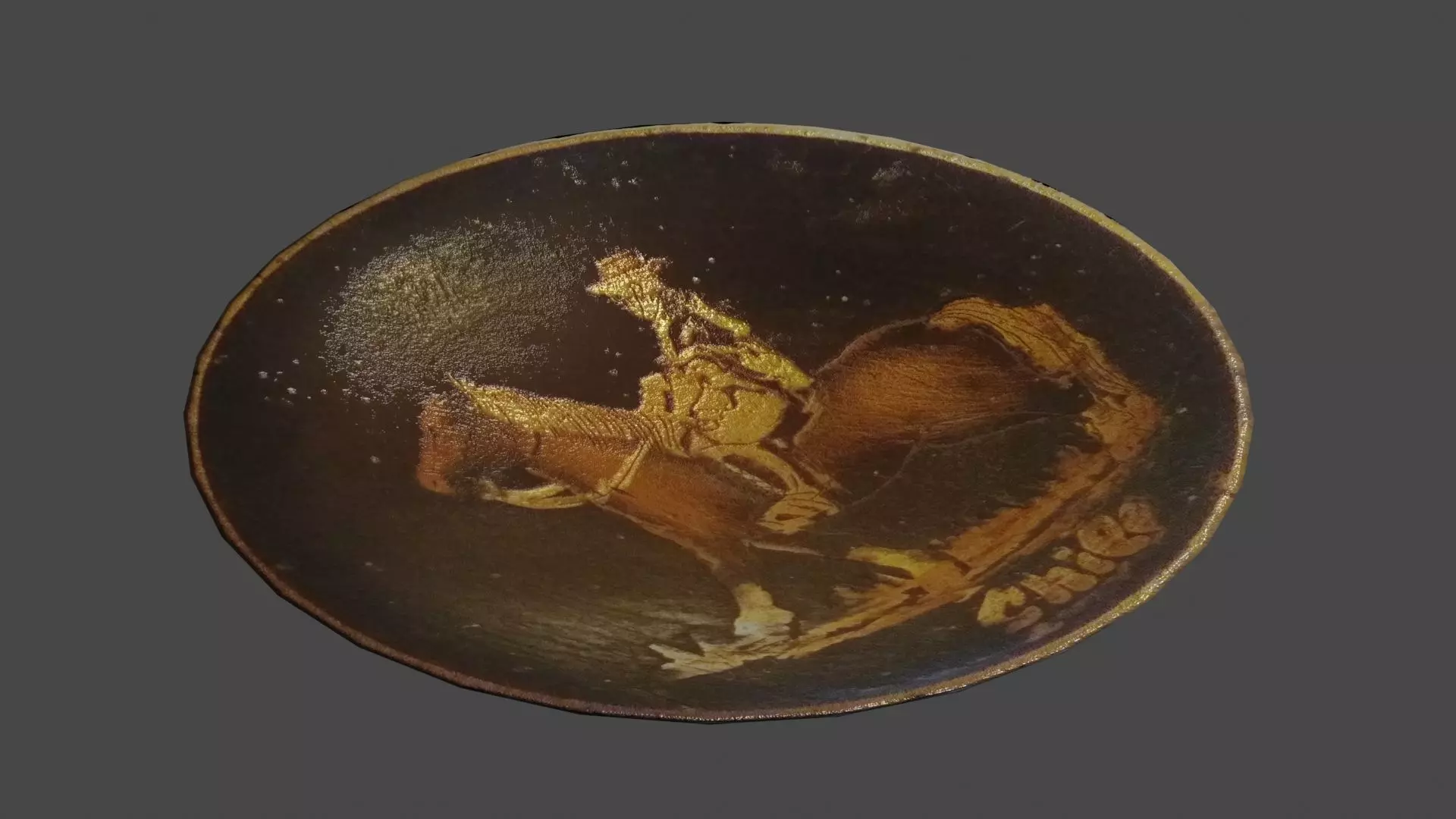 metallic plate with ornaments from Chile Low-poly 3D model