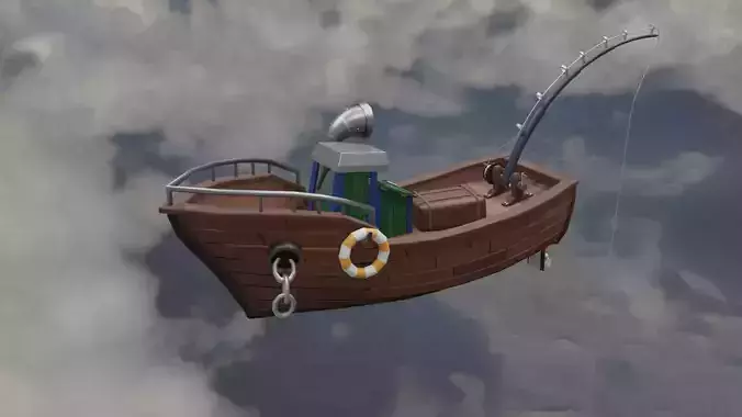 low poly fishsing boat