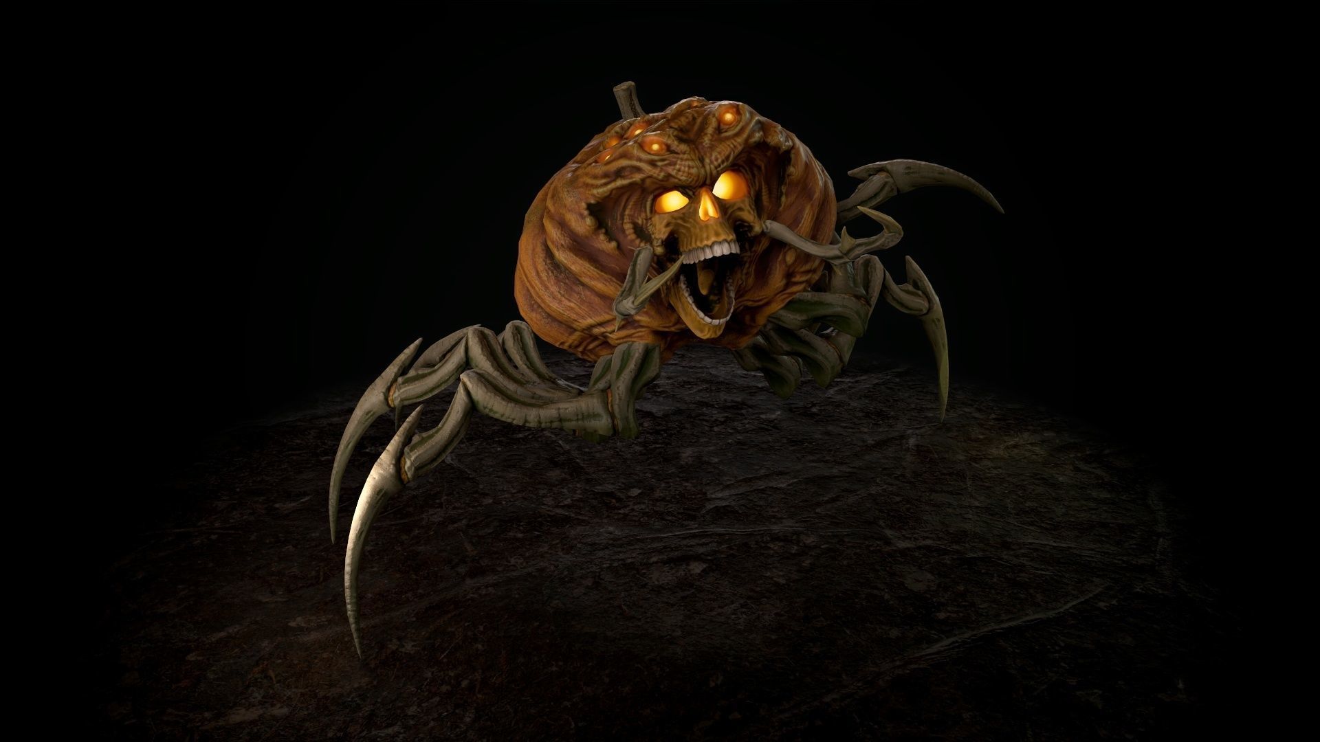 Terrible Pumpkin Low-poly 3D model_16