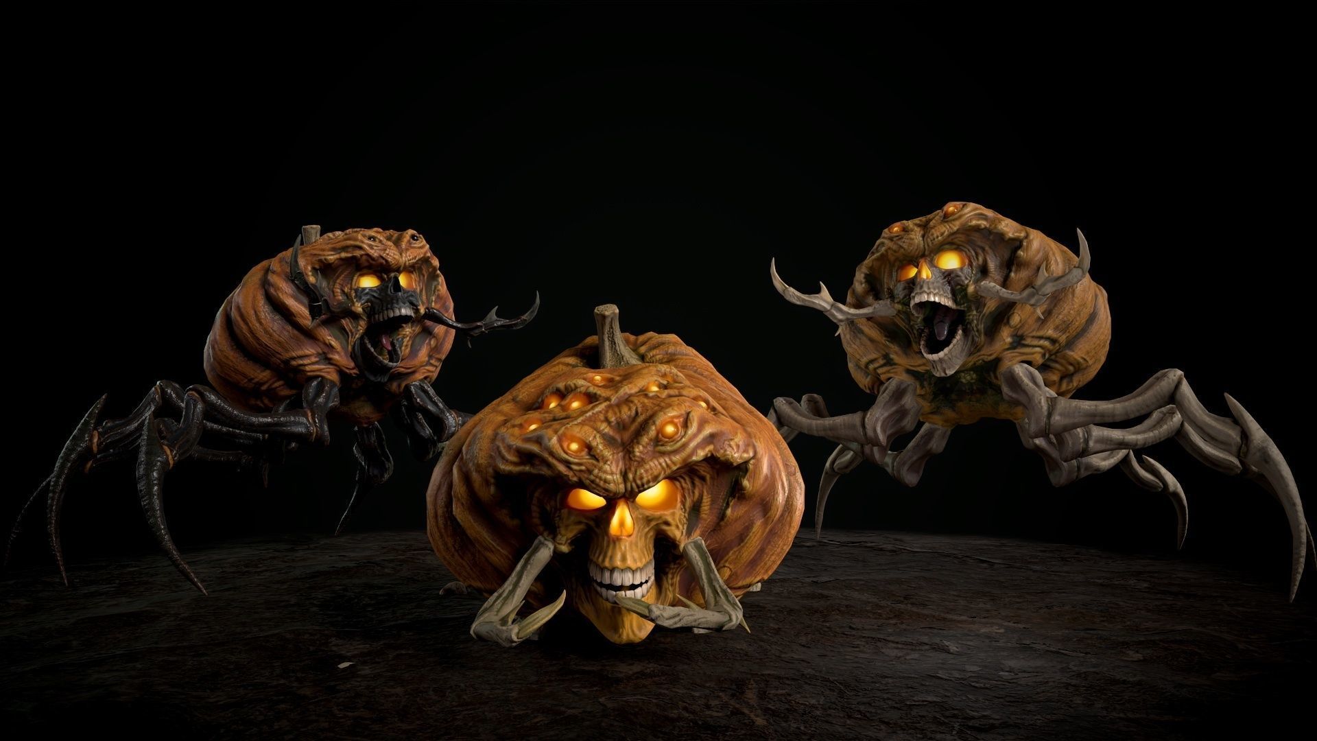 Terrible Pumpkin Low-poly 3D model_7