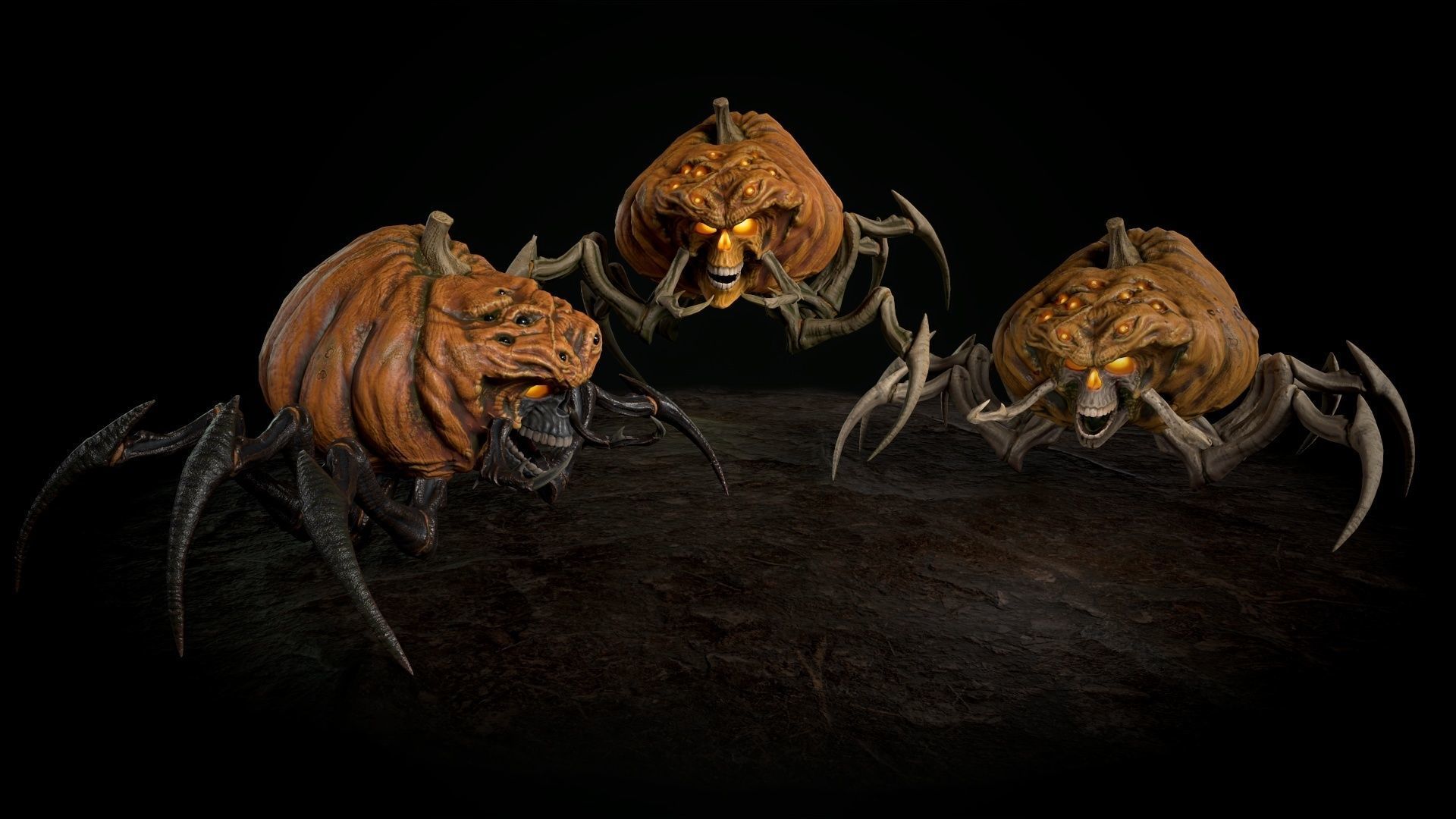 Terrible Pumpkin Low-poly 3D model_2