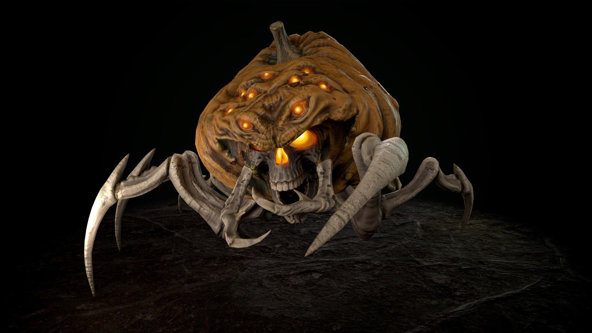 Terrible Pumpkin Low-poly 3D model_12