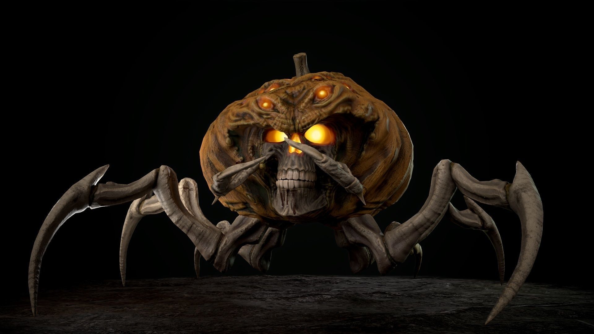 Terrible Pumpkin Low-poly 3D model_9