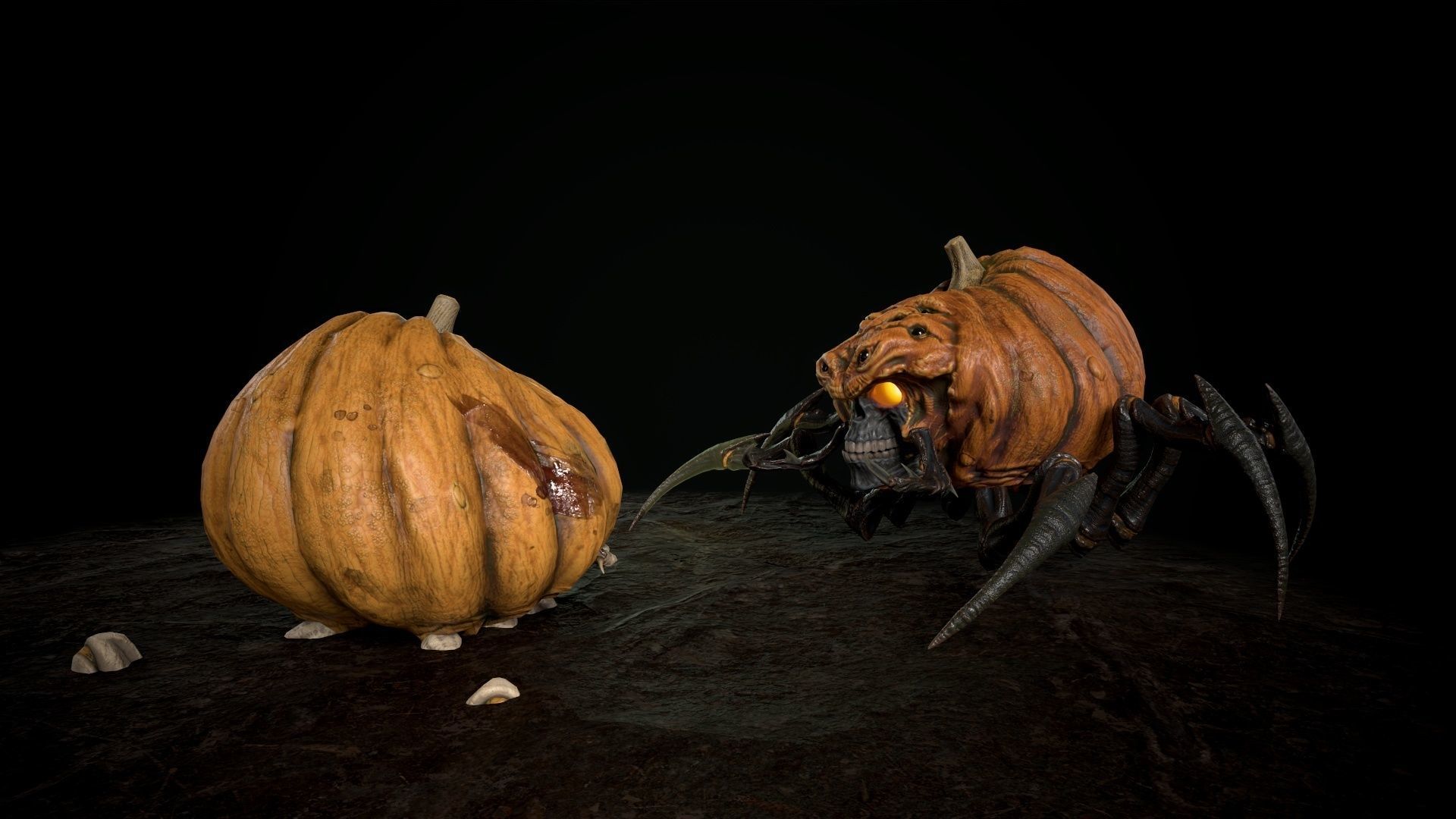 Terrible Pumpkin Low-poly 3D model_3