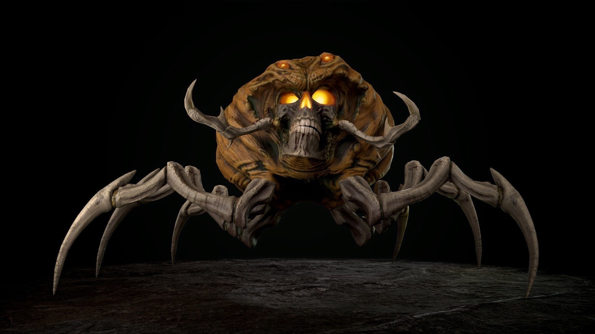 Terrible Pumpkin Low-poly 3D model_11