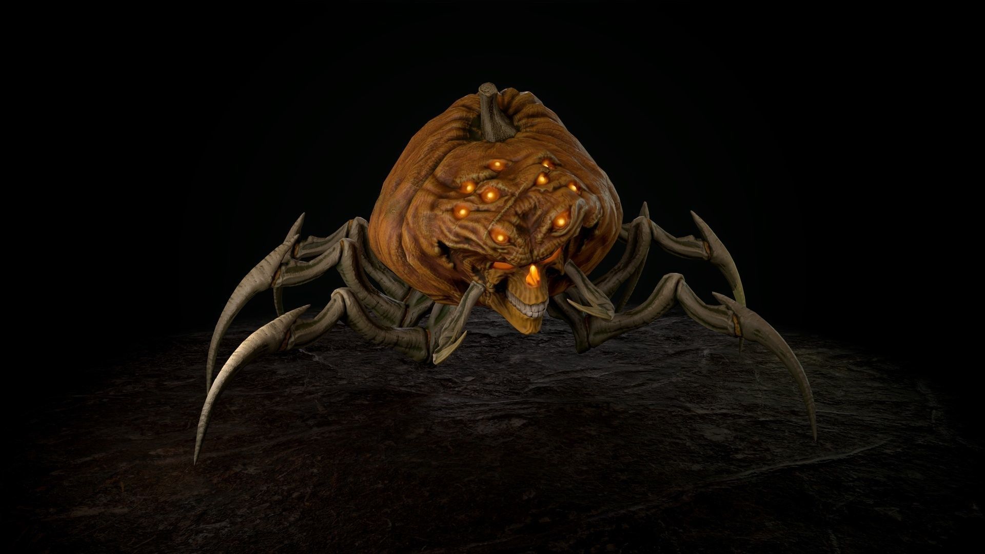 Terrible Pumpkin Low-poly 3D model_17