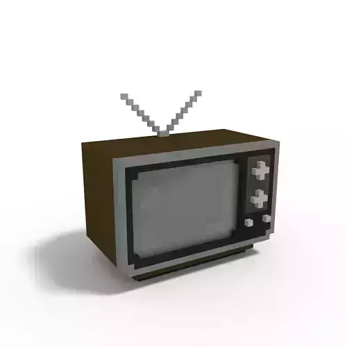 Voxel Vintage Retro 1970s TV Television Set 