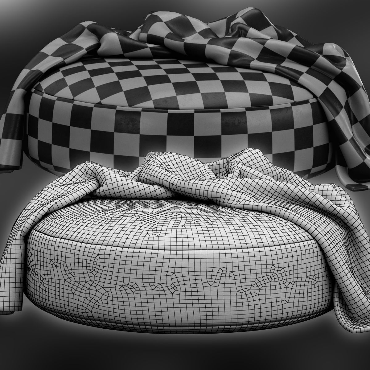 Round Pouf by Bloomingville 3D model_4