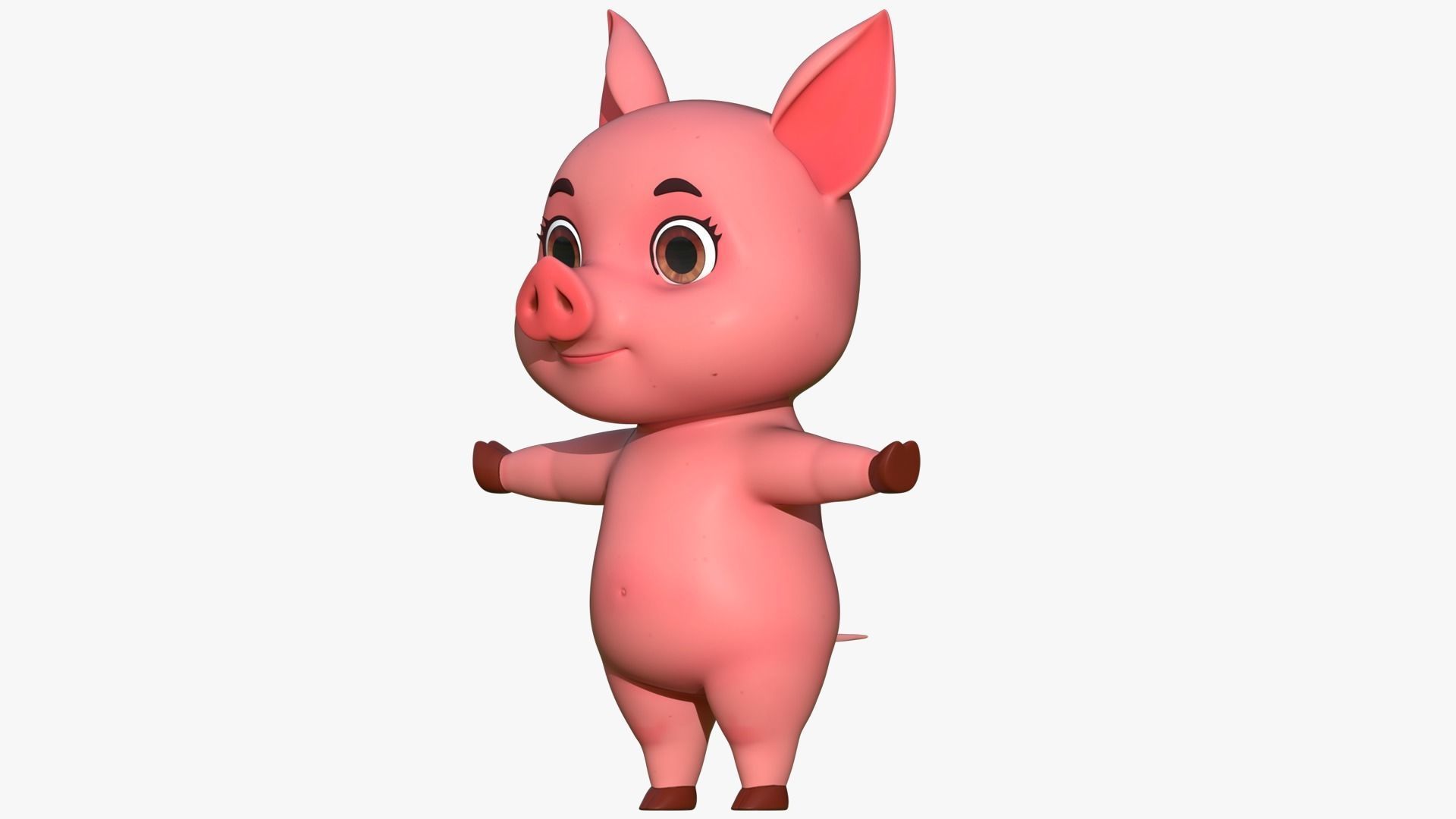 Cartoon Pig Low-poly 3D model_7