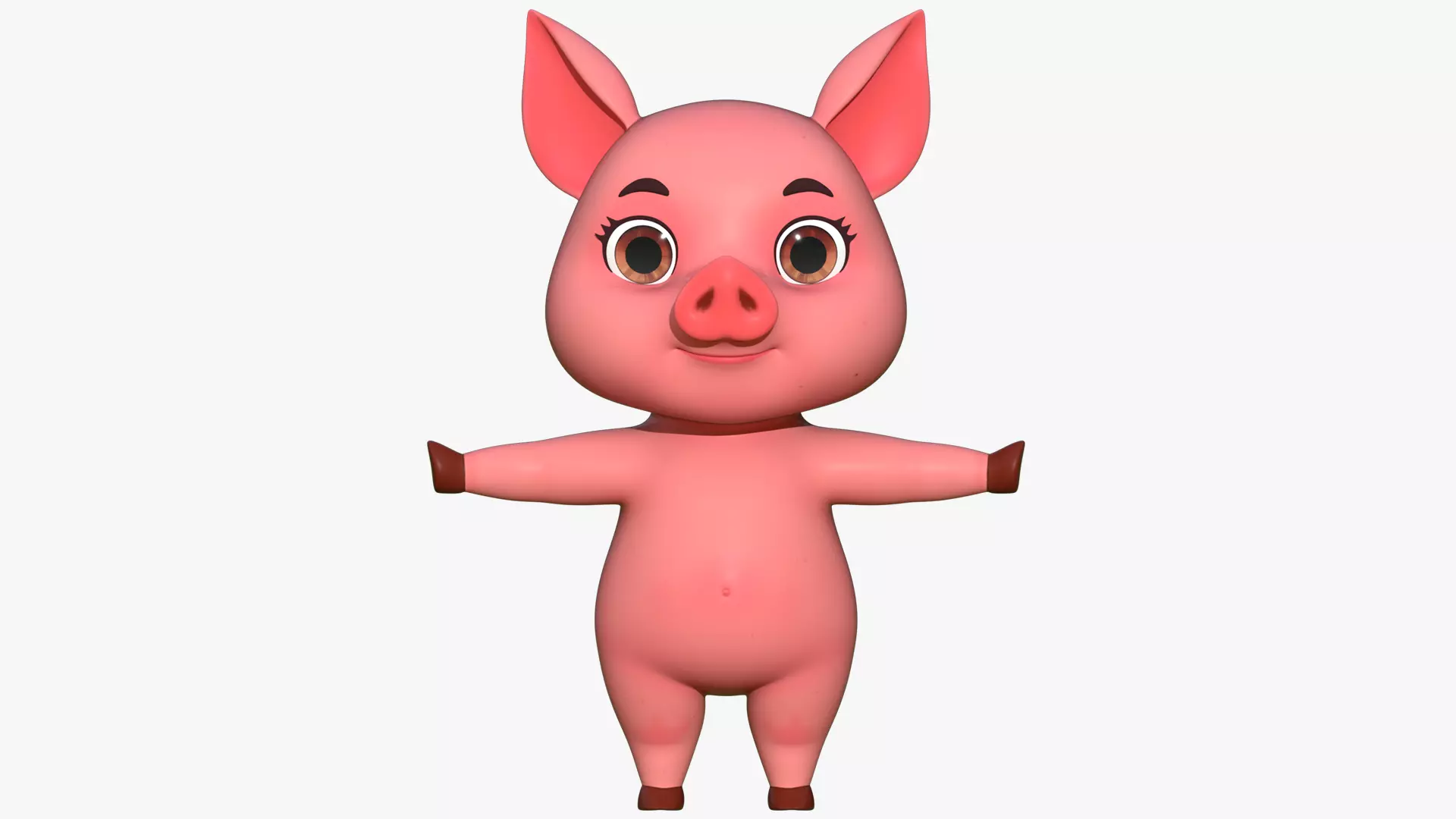 Cartoon Pig Low-poly 3D model_0