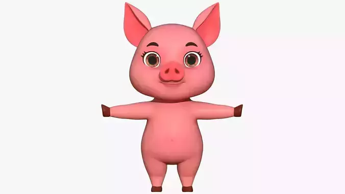 Cartoon Pig Low-poly 3D model