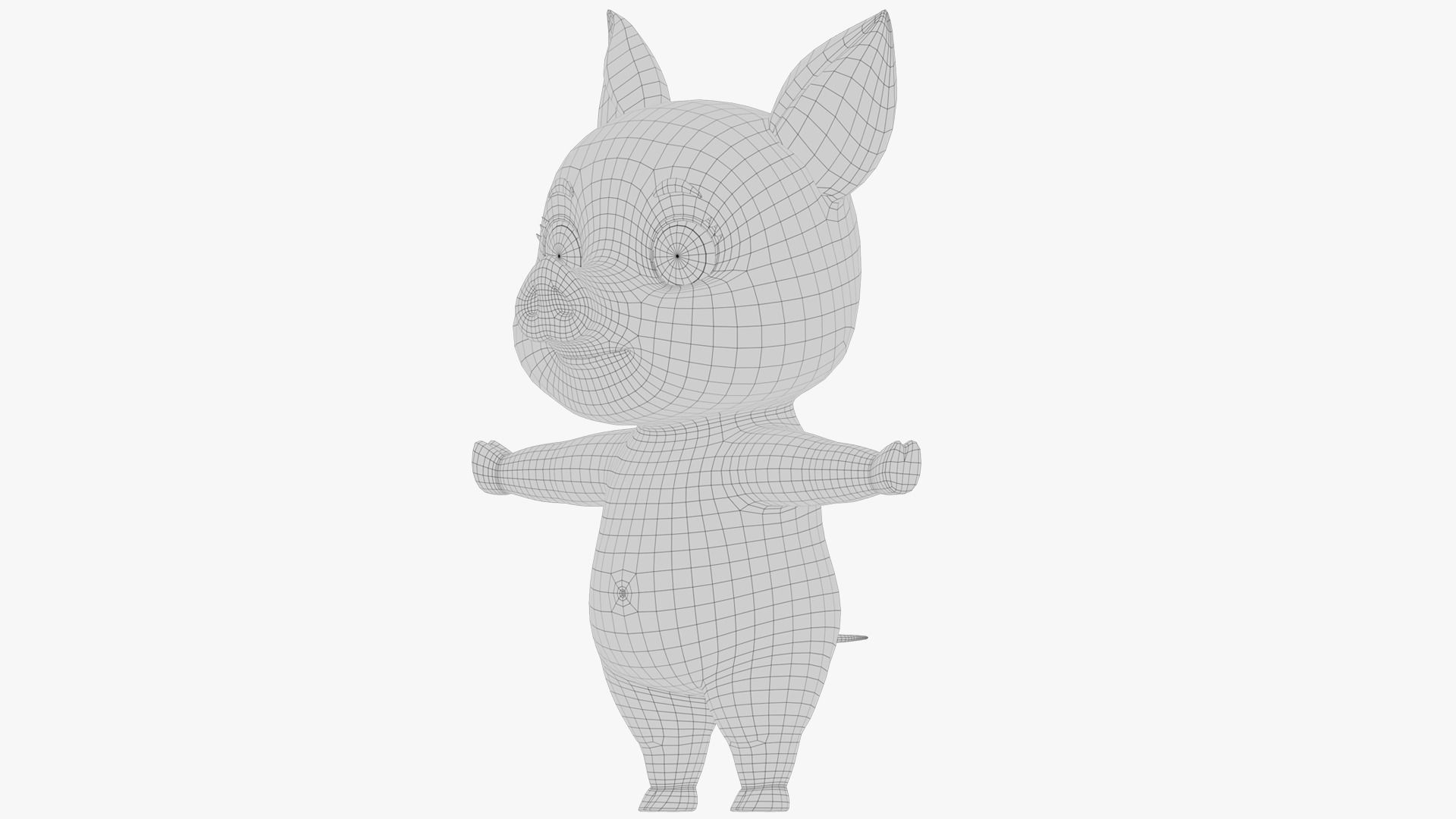 Cartoon Pig Low-poly 3D model_16