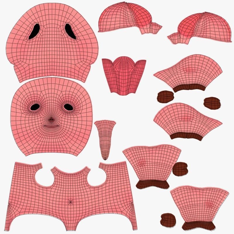 Cartoon Pig Low-poly 3D model_17