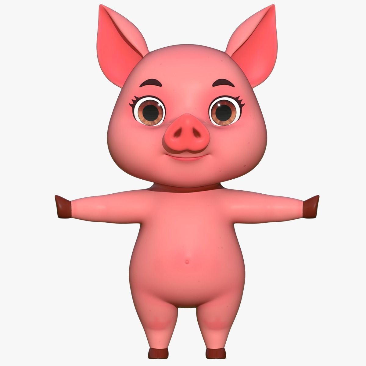 Cartoon Pig Low-poly 3D model_8